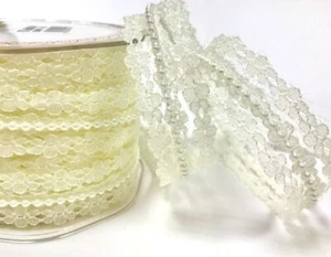 Bertie’s Bows 25mm Ivory Lace & Pearl Trim x 1 Metre - Picture 1 of 1