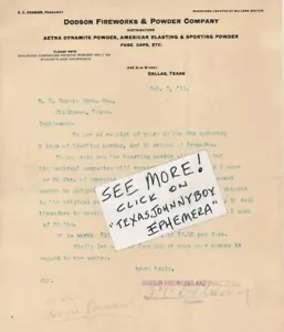 1911 E. C. DODSON FIREWORKS & POWDER COMPANY dinamita explosivos MEMBRETE - Imagen 1 de 1