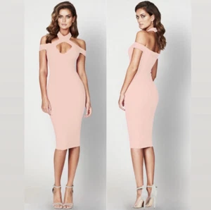 NEU Nookie X Revolve Größe M Hollywood Midi Kleid in rot rosa gefüttert Stretch neu mit Etikett - Bild 1 von 9