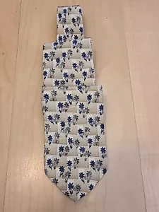 Peter Thomas by Superba Men's Silk Necktie Beige w/Blue Gray Floral Pattern 57" - Picture 1 of 4