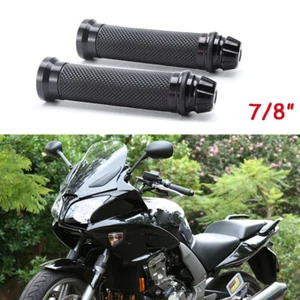 Pair 7/8" 22mm Motorcycle Handlebar Hand Grips Black For Honda CBF 600 1000 - Picture 1 of 12