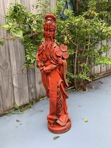 Asian Resin Statue God of Wealth And Wisdom Red Large 29” - Picture 1 of 15