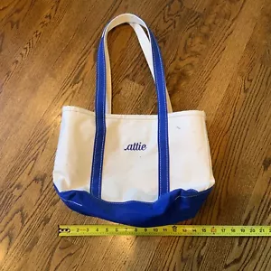Vintage L.L. Bean Boat And Tote Bag Canvas Blue 12” Handles Made In USA 16x11” - Picture 1 of 8