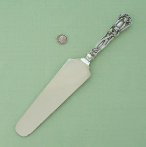 Antique DURGIN Sterling Silver Handle IRIS Silverplate CAKE / PIE Server Floral - Picture 1 of 7