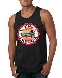 Camiseta sin mangas Summer Paradise Let the Sea Set You Free Outdoor para hombre - Imagen 1 de 8