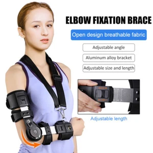 Hinged ROM Elbow Brace Support Left/Right Hand Arm Stabilizer Brace Splint - Picture 1 of 22