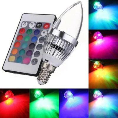 sale E14 3W RGB 16Color Changing Dimmable LED Candle LightLamp Bulb W/Controller - Image 1 of 4