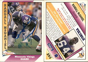 Randall McDaniel Signed 1991 Pacific #293 Card Minnesota Vikings Auto AU