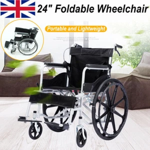 Ultra Lightweight Folding Wheelchair UK Attendant Brake Transport Transit New - Picture 1 of 11