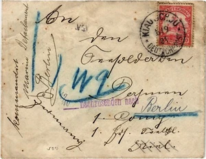 CHINA 1901 Cover KIAUTSCHOU redirected Kiel to Berlin Germany (C224) - Picture 1 of 2