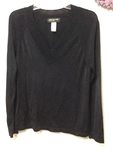 Jones NY Womens Sweater Size Large Black Heavy Tight Knit Long Sleeves 152 - Picture 1 of 4