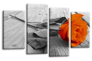Floral Wall Art Orange Living Room Bedroom Framed Canvas Picture Ready to Hang - Picture 1 of 6