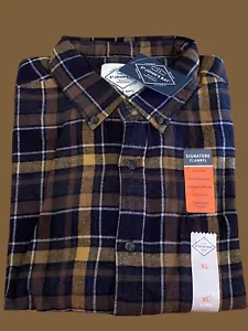 mens flannel shirt Size XXL Brown Gold Black Plaid Super Soft New - Picture 1 of 1