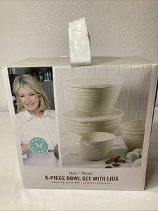 Juego de 8 cuencos de plástico de la colección Martha Stewart - 4 cuencos con 4 tapas NUEVO  - Imagen 1 de 3