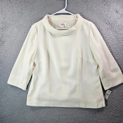$98 NUEVO Top Vintage Talbots 100% Lana 16 Pequeño Forrado Blanco EE. UU. Oficina de Eventos Foto 1 de 4