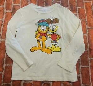 Old Navy Garfield Christmas Long Sleeve Shirt Girls Sz 8 Long Sleeve - Picture 1 of 1
