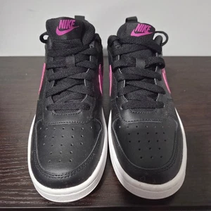 Nike Court Borough Low 2 GS Boys Youth Sneakers Black Pink Athletic Shoes - Picture 1 of 7