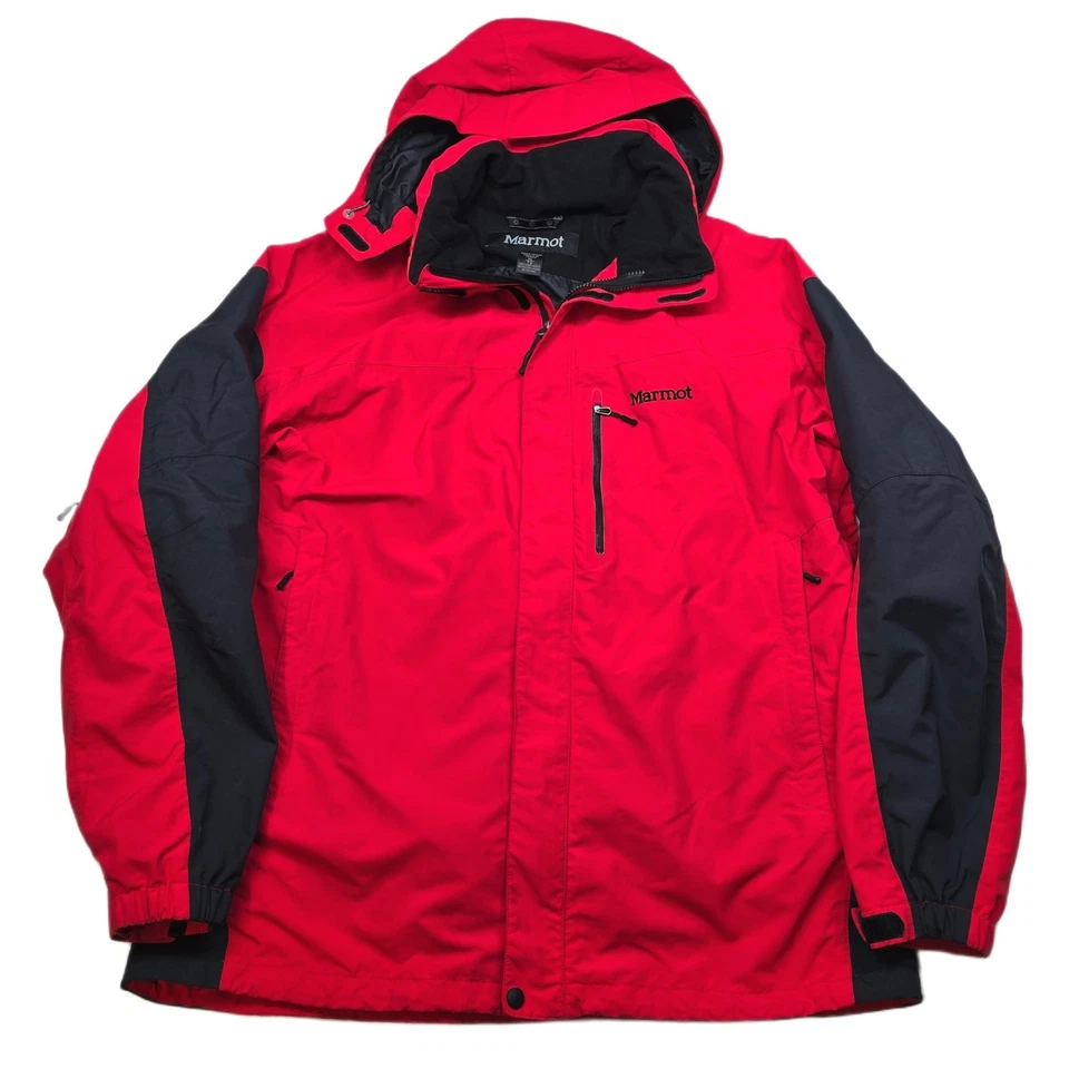 Chaqueta de esquí de nailon Marmot para hombre XL roja negra sistemas con capucha membrana snowboard Foto 1 de 4