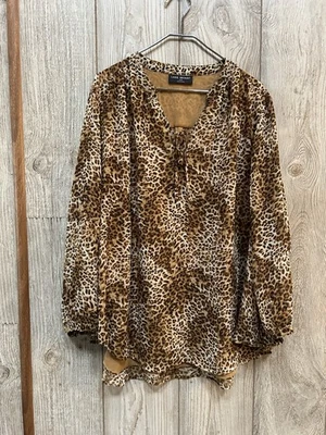 Camisa Lane Bryant 2X 22/24W Tostada Patrón Animal Forrada Popover Oficina Foto 1 de 4