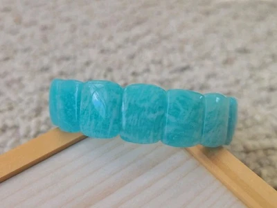 Brazalete de cuentas rectangulares de piedras preciosas verdes amazonita natural cristal de 15 mm  Foto 1 de 4
