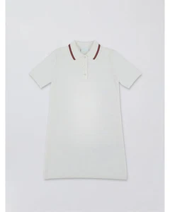 Gucci Ribbed Knit Polo Dress Kids White Dresses - Picture 1 of 3