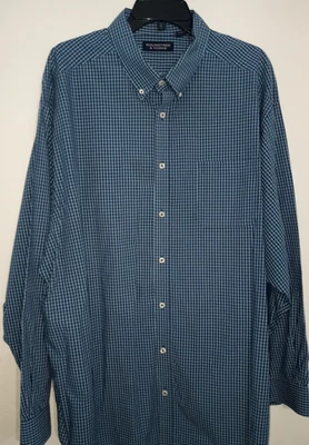 😃Camisa Roundtree & Yorke AZUL A CUADROS Hombres Botón Delantero 3XB 3X GRANDE NUEVA SIN ETIQUETAS NUEVA Foto 1 de 4