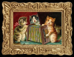 Vintage Singing Cats Miniature Dollhouse Art Picture 8748 - Picture 1 of 1