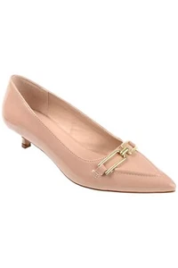 Journee Collection Womens Rumi Pointed Toe Kitten Heel Pumps Blush - Picture 1 of 3