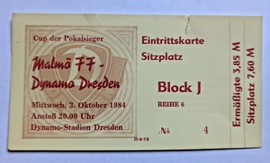 Orig. Ticket SG Dynamo Dresden Malmö FF EC 1984 DDR Fußball biljett Sverige SGD - Bild 1 von 2