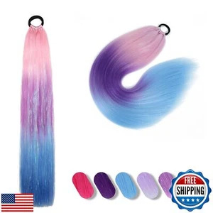 Newshair Colorful Ponytail Extension with Hair Tie, 26 inch Ombre Braid Ponyt - Picture 1 of 5