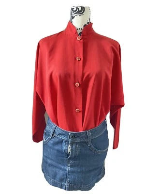 Womens Vintage Top Sz L (18) Red Batwing Shirt Blouse Retro 80’s 90’s - Image 1 of 4