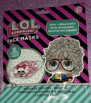 LOL KIDS FACE MASK, w surprise design.  Reusable L.O.L. cover, adjustable NEW  - Image 1 of 2