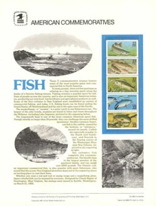 #260 22c Popular Game Fish #2205-2209a USPS Commemorative Stamp Panel - Picture 1 of 1