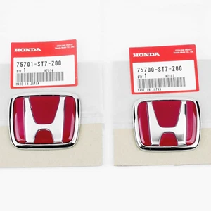 96-00 Honda Civic EK JDM RED H Type R - Front Rear Emblem 2PCS Set 92-95 Accord - Picture 1 of 1