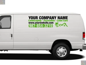2-Pack Landscaping Lawn Care w Logo Business Company Vinyl Decal Sign Van Window - Picture 1 of 9
