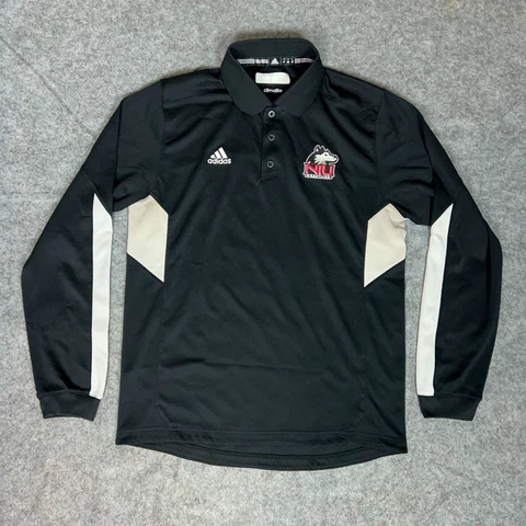 Northern Illinois Huskies Mens Shirt Medium Polo Adidas Black White NCAA Sport Cover