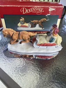 Vintage Dickensvale PORCELAIN HORSE AND SLEIGH New In Original Box - Picture 1 of 7