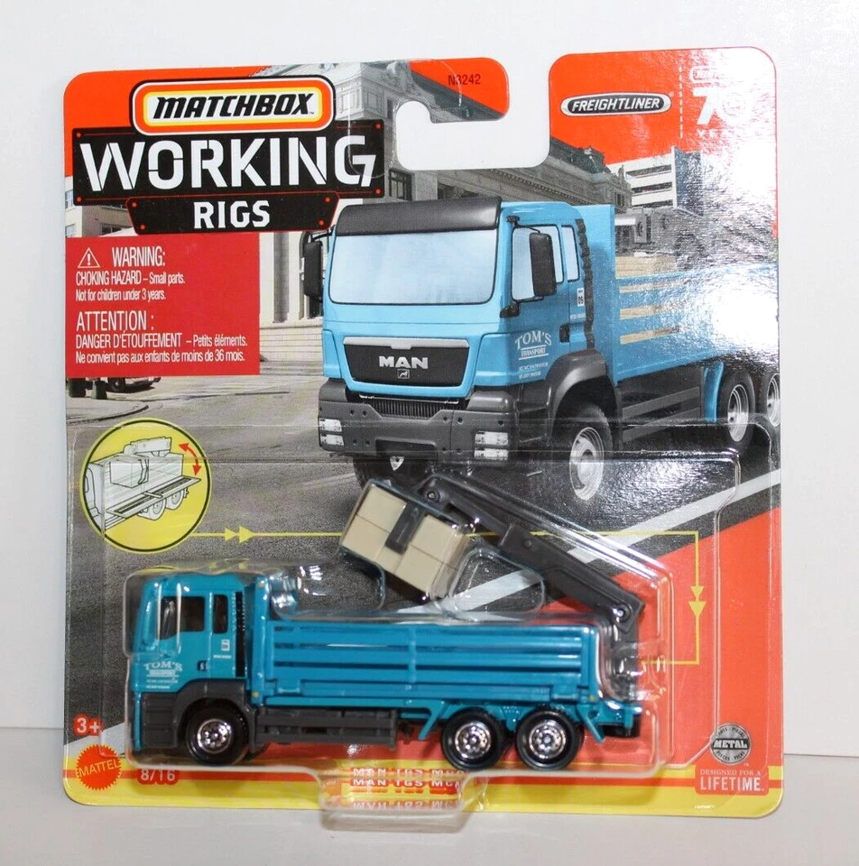 Matchbox Working Rigs MAN TGS MCAB #8/16 ~ Metal ~ Blue Flatbed Hauler ~ NIP - Image 1 of 1