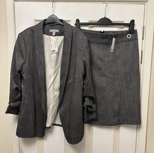 Traje falda espiga gris H&M talla 40EUR/12 UK-nuevo con etiquetas - Imagen 1 de 13