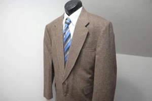 Lands End Tweed Handwoven Wool Blazer Sports Jacket Lined Mens Sz 46 R - Picture 1 of 11