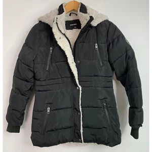 Diesel Big Girls Youth Sherpa Lined Puffer Parka Coat Black Size 14/16 6403 - Picture 1 of 12