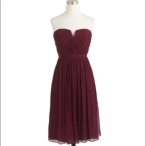 J. Crew Womens Size 6 Nadia Strapless Bridesmaid Dress Burgundy Red Silk Chiffon - Picture 1 of 12