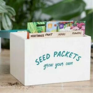 Seed Packet Storage Box Wooden Garden Organiser Gift 13cm X 17cm 