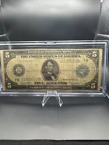 1914 $5 Federal Reserve Note Chicago - Picture 1 of 8