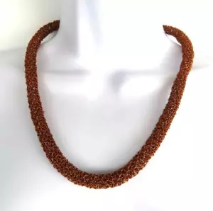 Kupferschlauch gehäkelt Netz Halskette handgefertigt 21" lang einzigartiger Schmuck - Bild 1 von 6