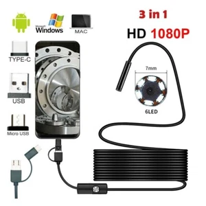 WATERPROOF 1/2/3.5M 7MM ENDOSCOPE USB INSPECTION CAMERA 6 LED FOR OTG SMARTPHONE - Imagen 1 de 1