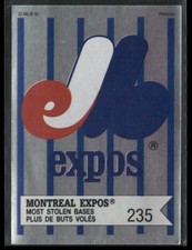 1991 Panini Canadian Top 15 Montreal Expos Baseball Card #121 Most Stolen Bases