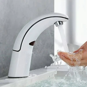 Only Cold Bathroom Basin Whtie Automatic Sensor Touchless Faucet Brass Taps - Picture 1 of 4