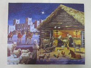 WINTER LANE FIBER OPTIC NATIVITY ILLUMINATED HOLIDAY CANVAS 10" x 8" - NEW - Picture 1 of 4