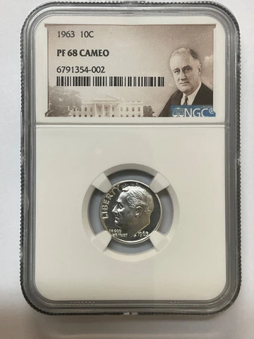 1963 ROOSEVELT DIME 10C NGC PF 68 CAMEO Cover